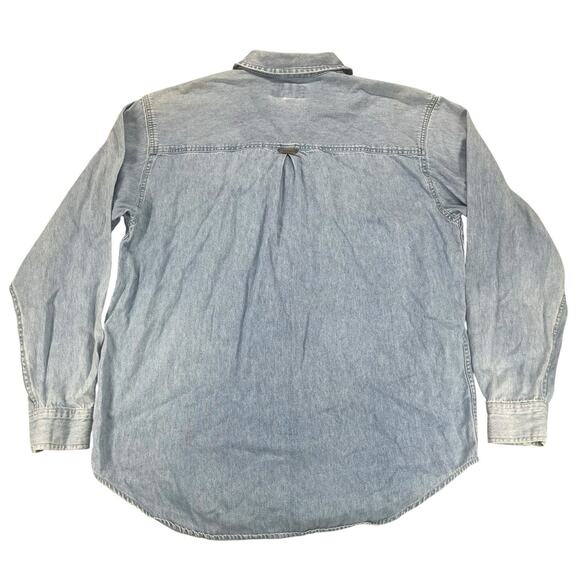 VTG Marlboro Denim Shirt Men Sz M Duck Embroidered Pockets Faded Cowboy Outdoor - Picture 7 of 13